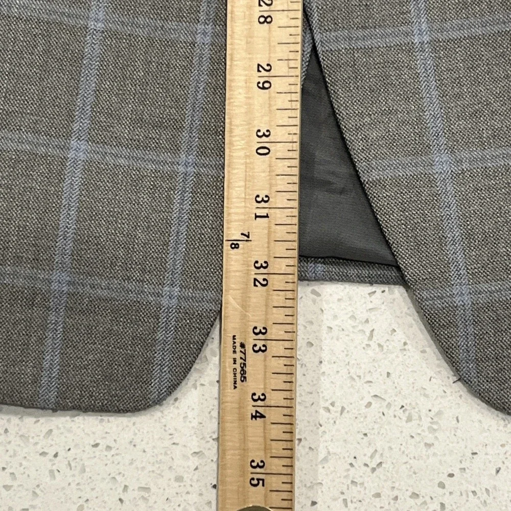 Ralph Lauren Men's Gray Blue Check Blazer 2 Button Silk Wool Blend Size 50R - Picture 6 of 11